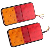 Los mejores  - Justech 2PCS Luces Traseras del Remolque Luces de Freno Traseras LED Lámpara de Marcha Atrás 12V Impermeable Universal…